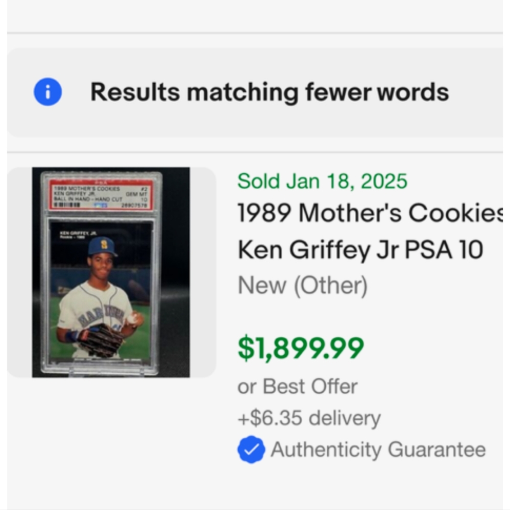 Ken Griffey Jr Grandmas Cookie Card